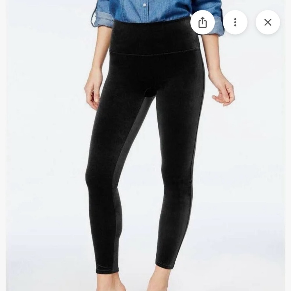 Spanx High Rise Tummy Control Compression Velvet Leggings